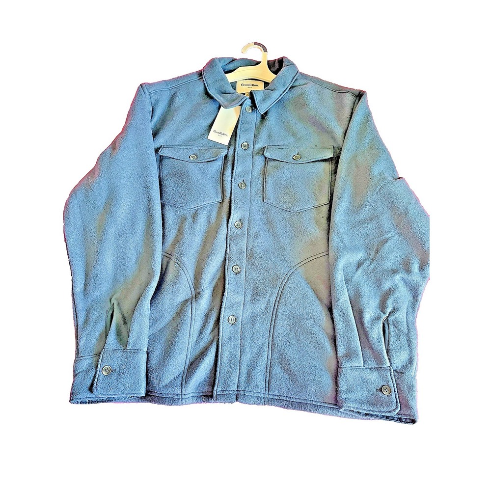 Goodfellow & Co Men's Button Up 2-Pocket Collared Jacket Blue Size‎ L